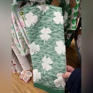 Green St. Patrick’s day four leaf clover kitchen towel